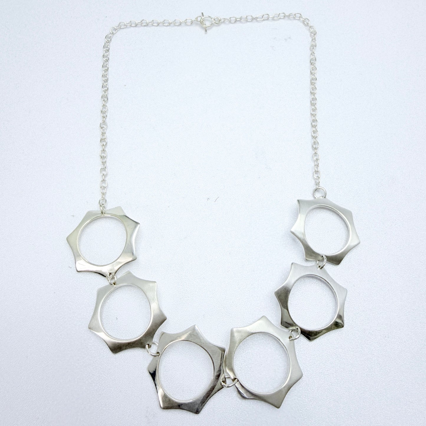 Sterling Silver Geometric Necklace.