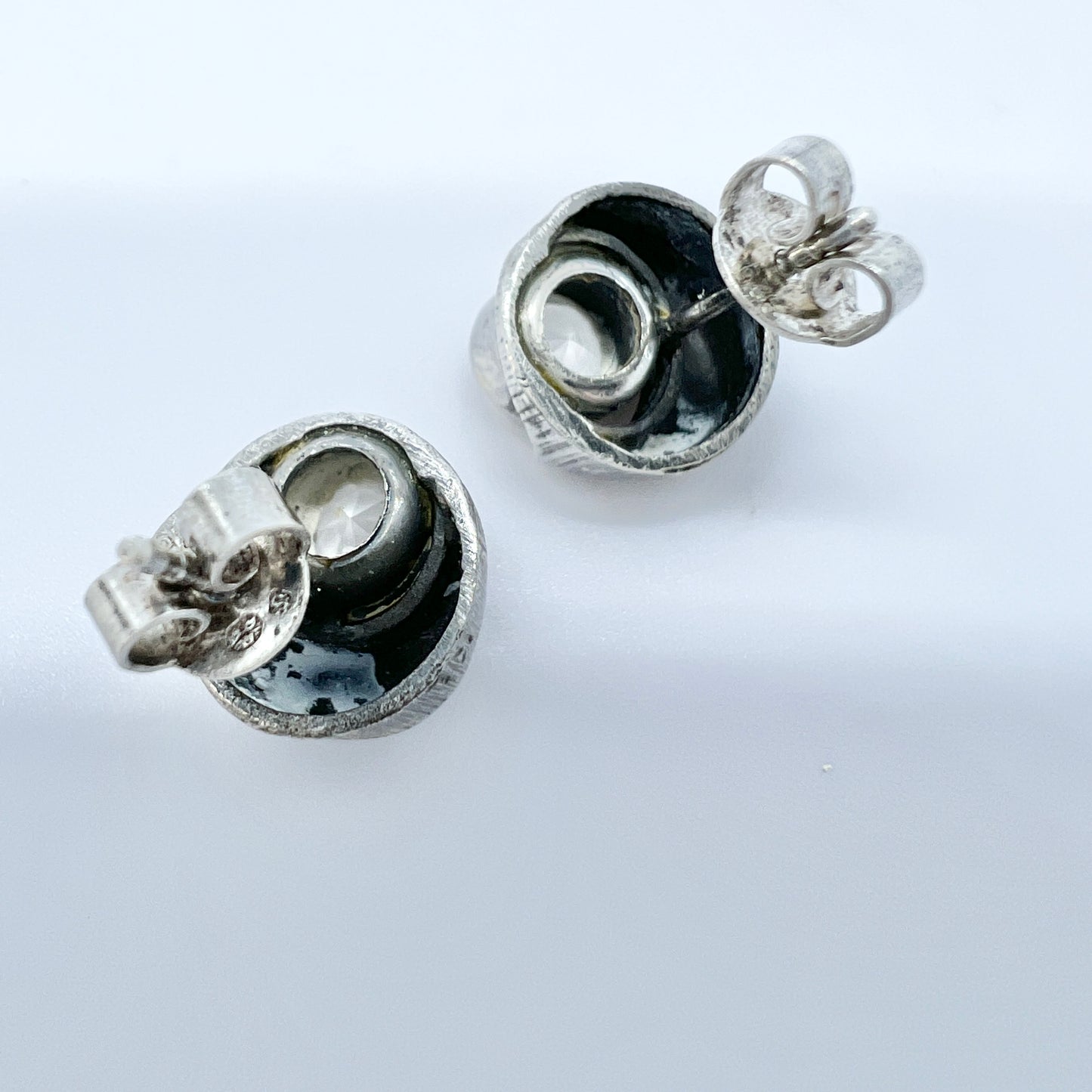 Finnfeelings, design Karl Laine, Finland. Vintage Sterling Silver Rock Crystal Earrings.