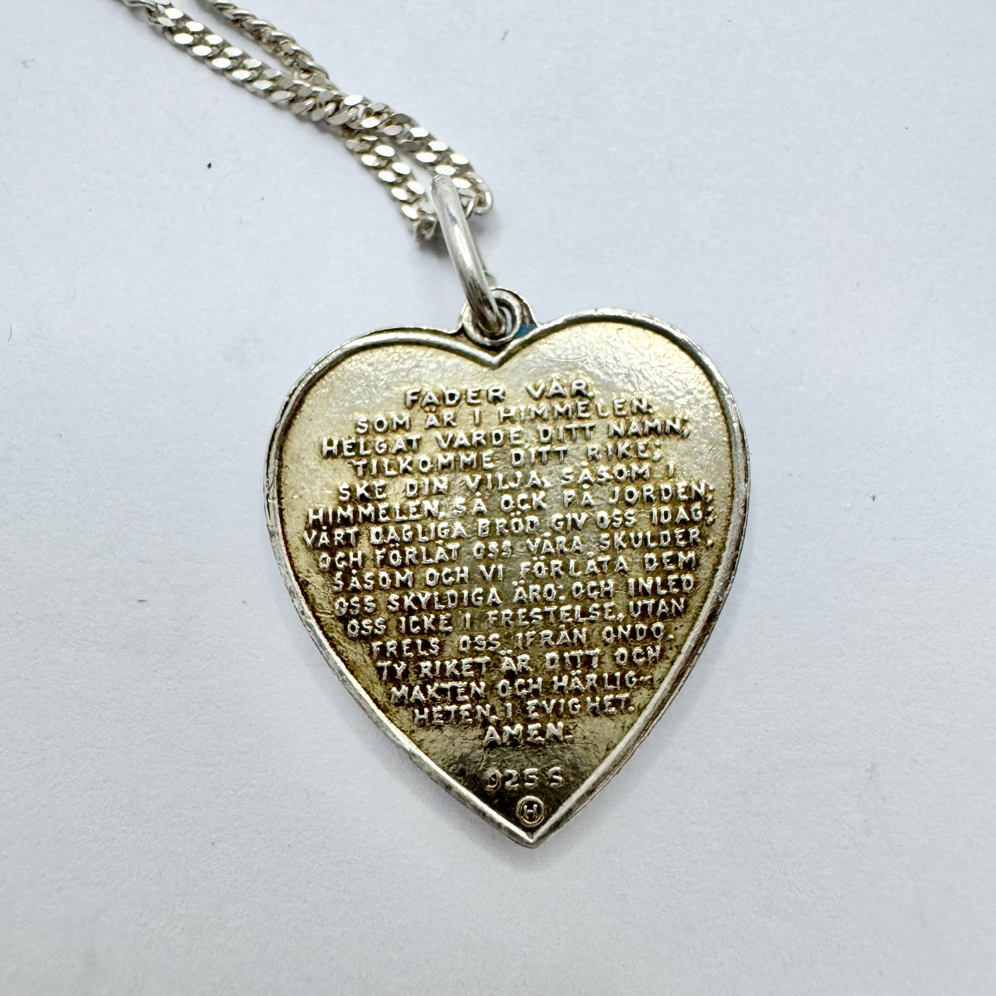 Ivar T Holth, Norway. Vintage Sterling Silver Enamel Lord's Prayer  Pendant.