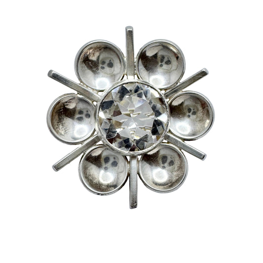 Victor Janson, Sweden. Vintage Solid Silver Rock Crystal Brooch.