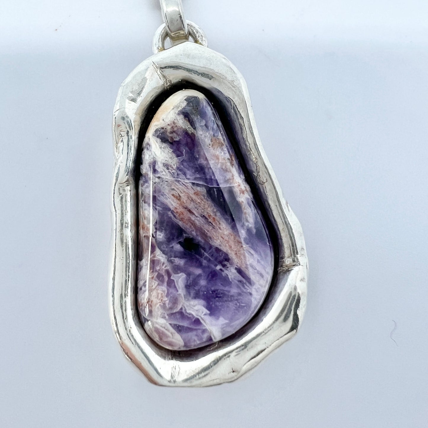 Vintage Sterling Silver Amethyst Pendant Necklace.