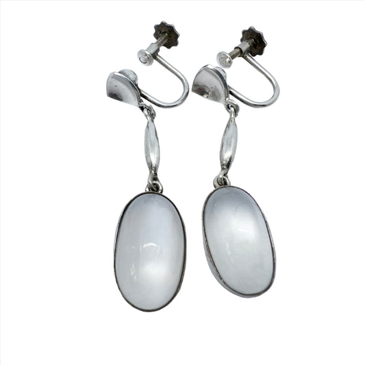 Rey Urban, Sweden 1955. Vintage Sterling Silver Moonstone Earrings.