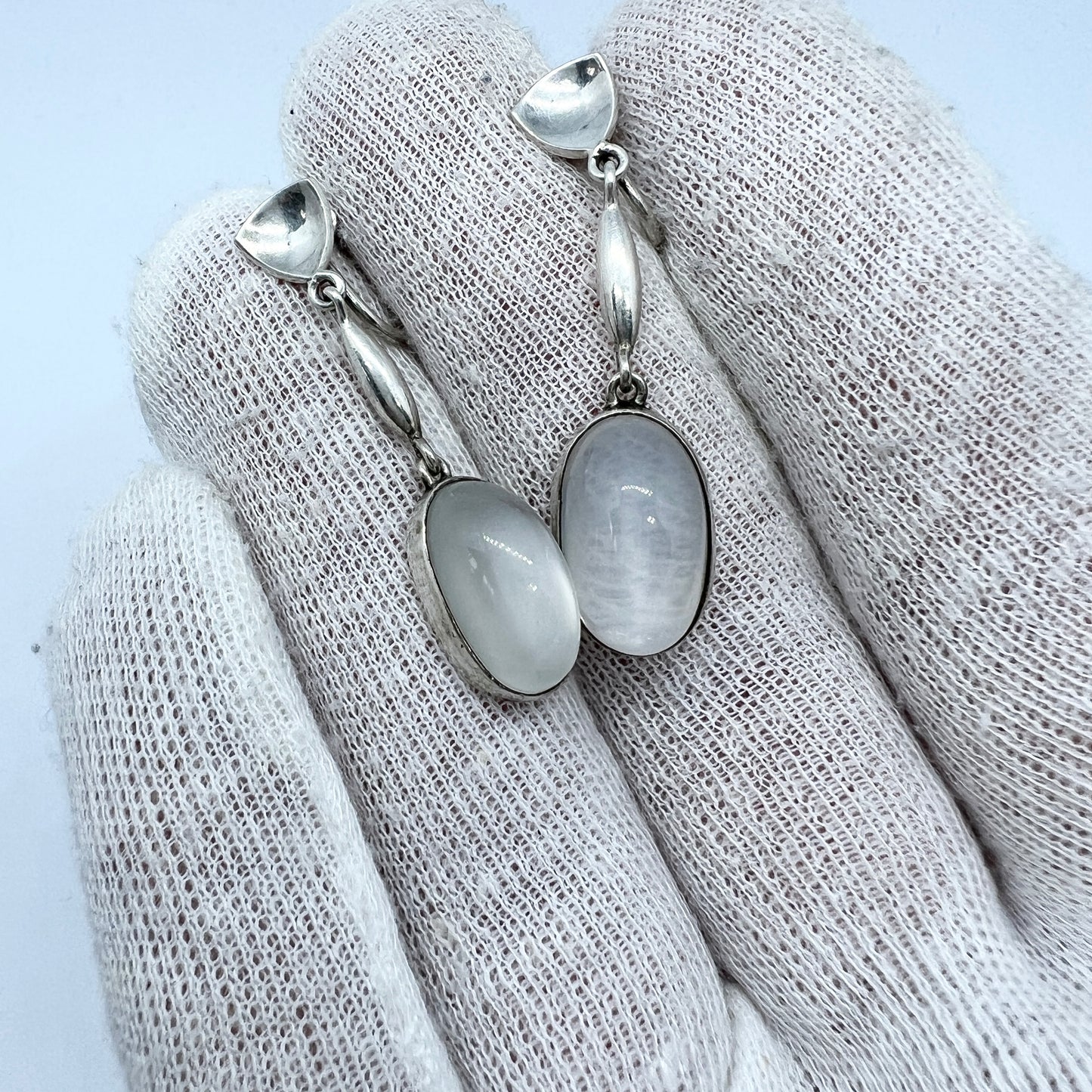 Rey Urban, Sweden 1955. Vintage Sterling Silver Moonstone Earrings.