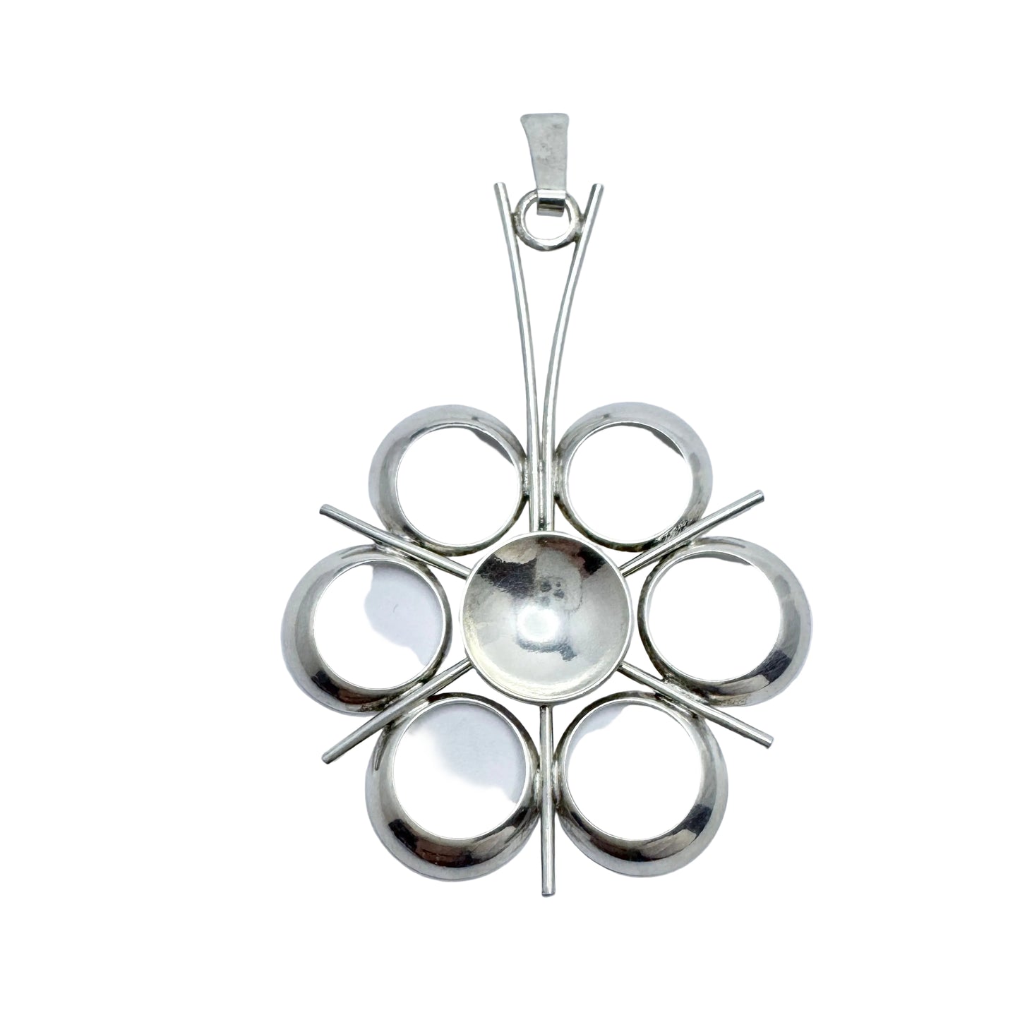 Vintage ca 1970. Vintage Modernist Solid Silver Pendant.