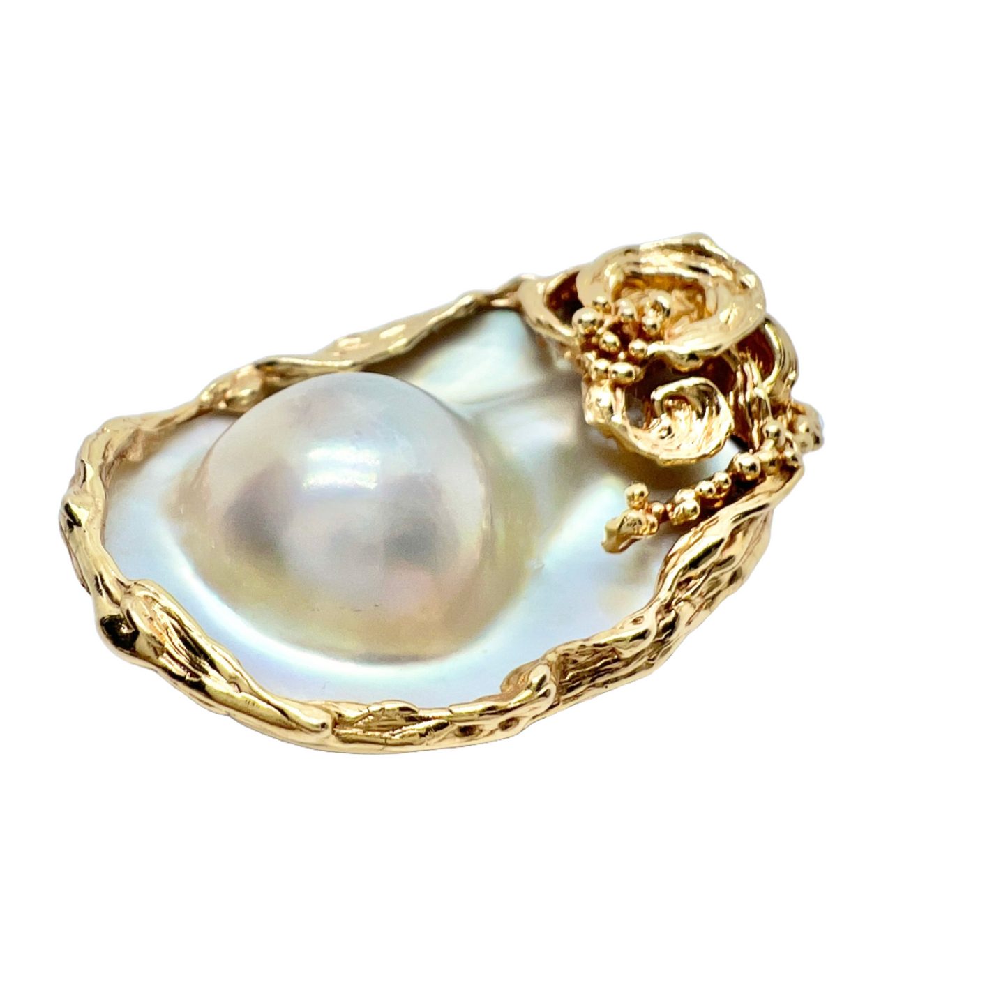 Siegfried Egger for Sengels Guldsmedja, Sweden 1982. Large 18k Gold Blister Pearl Pendant. 22.7gram