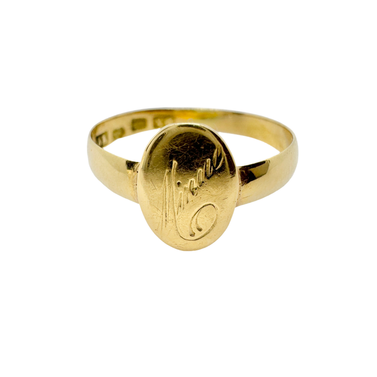 Sweden year 1900. Antique 18k Gold Memory Ring.