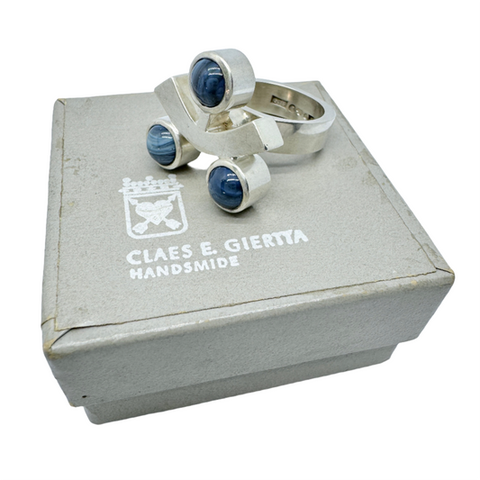 Claes E Giertta, Sweden 1971. Vintage Sterling Silver Bergslagen-stone Ring. Boxed.