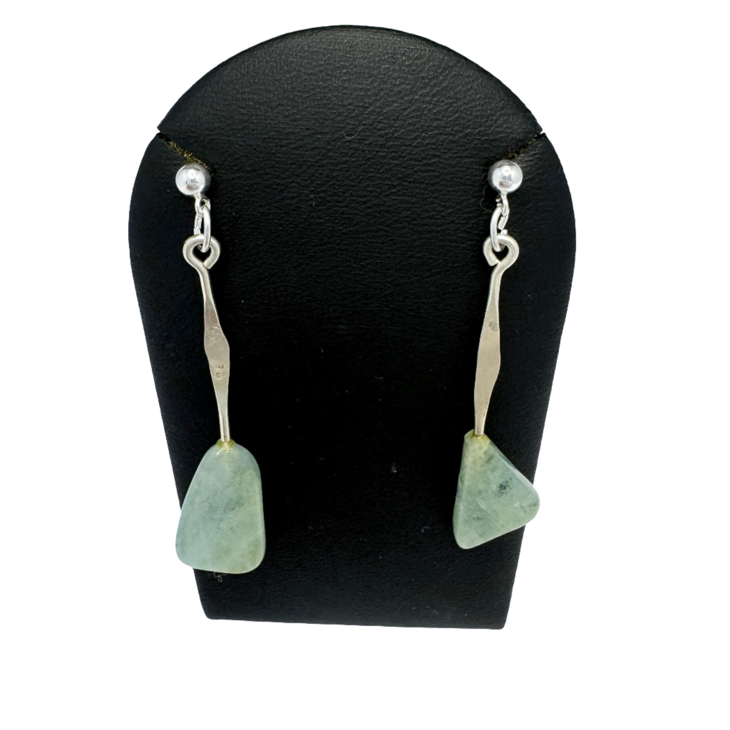 Denmark 1960-70s. Vintage Sterling Silver Aventurine Earrings.