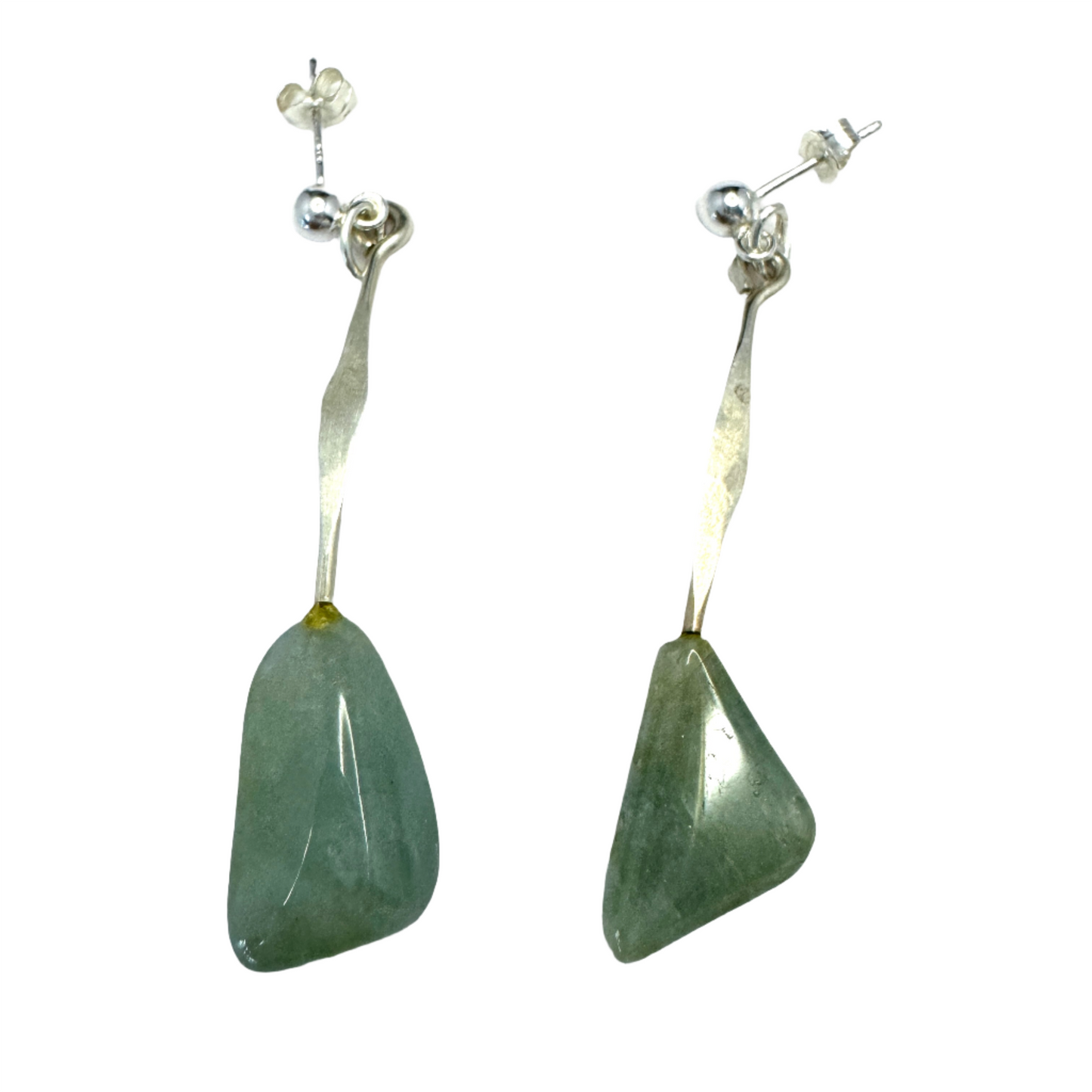 Denmark 1960-70s. Vintage Sterling Silver Aventurine Earrings.