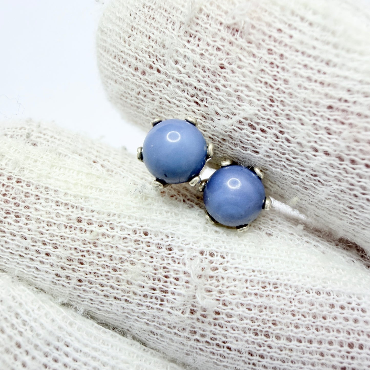 Sweden. Vintage Sterling Silver Bergslagen-stone Stud Earrings.