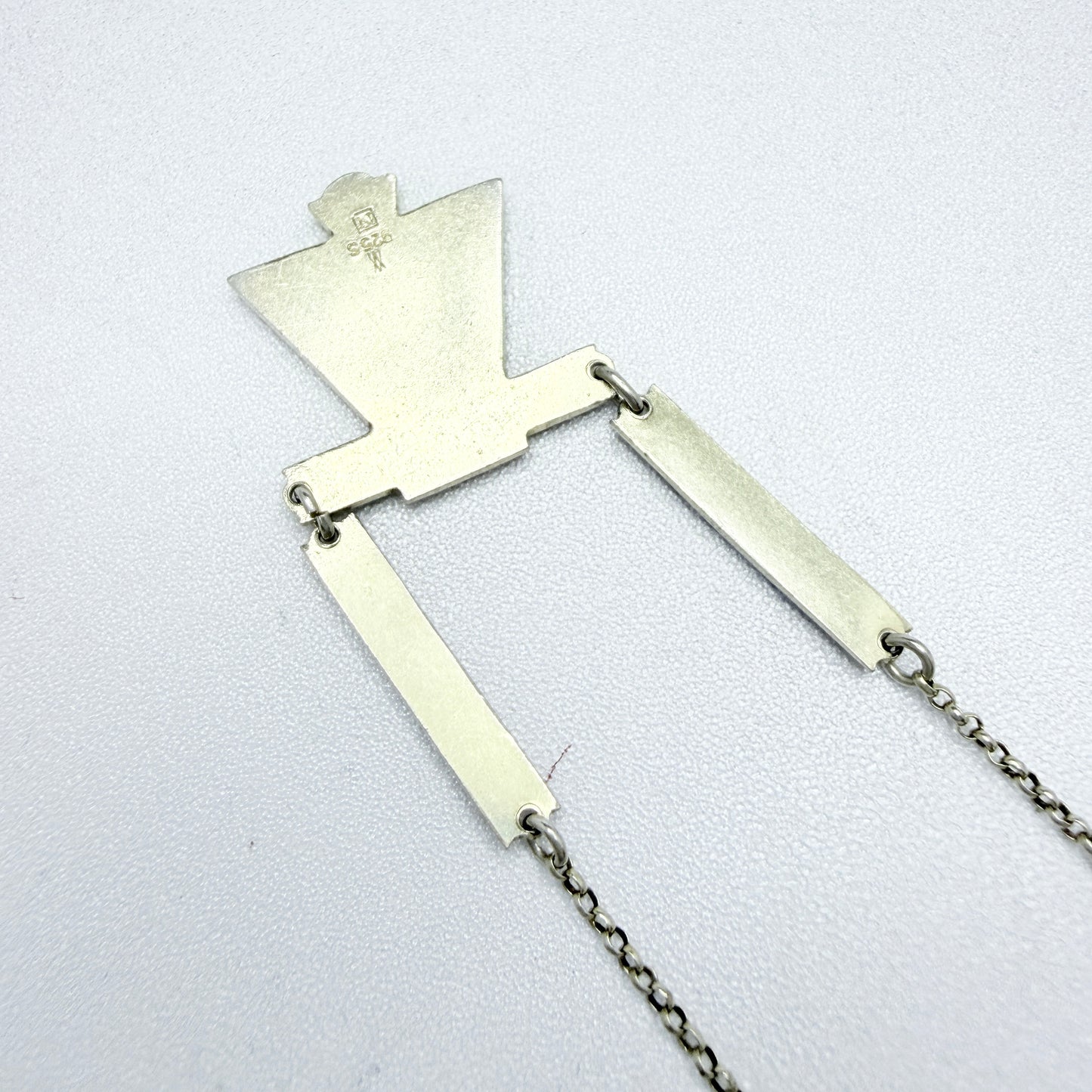 Aksel Holmsen, Norway 1930s. Vintage Art Deco Sterling Silver Enamel Necklace.