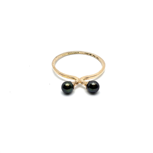 Theresia Hvorslev, Sweden. Vintage 18k Gold Cultured Pearl Stack Ring. "The Tale Of The Ring"