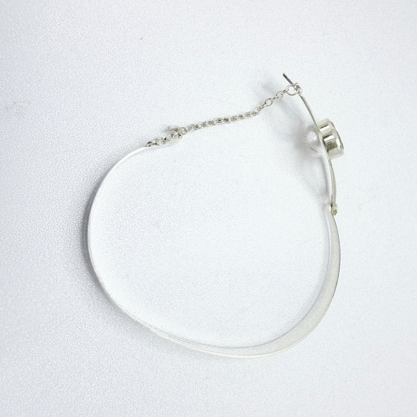 Salovaara, Finland 1974. Vintage Sterling Silver Rock Crystal hinged Bangle Bracelet.