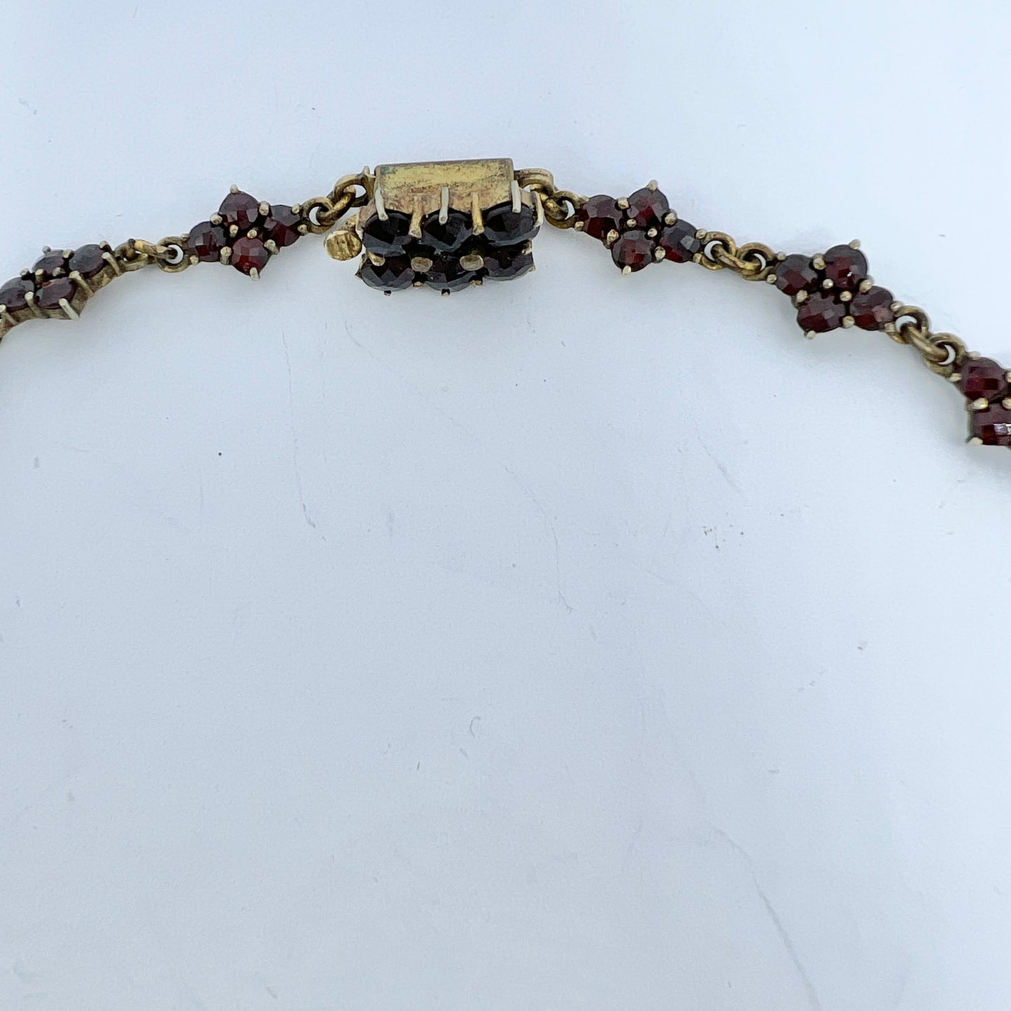 Antique Bohemian Garnet Gilt Metal Necklace. Continental Europe c 1900.