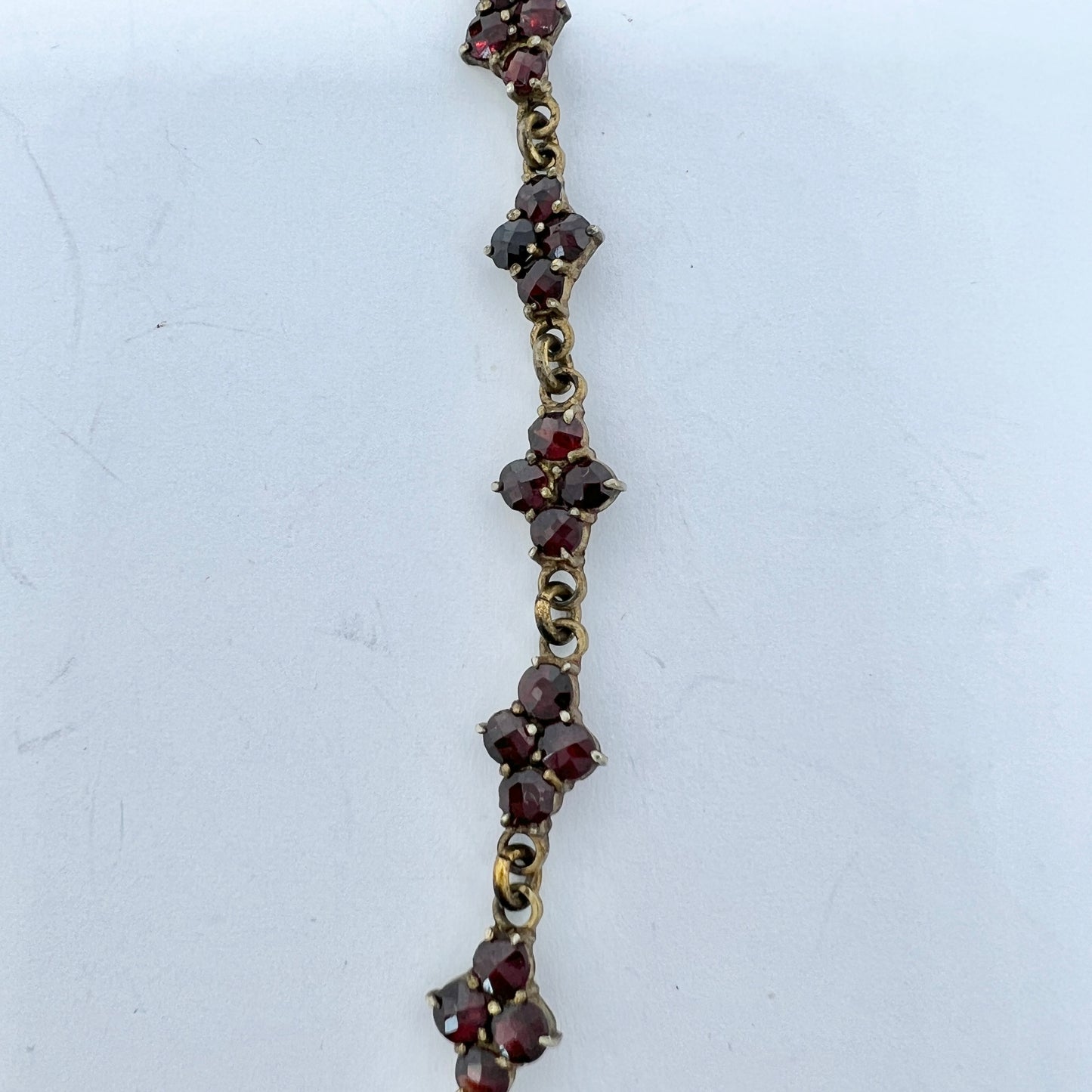 Antique Bohemian Garnet Gilt Metal Necklace. Continental Europe c 1900.