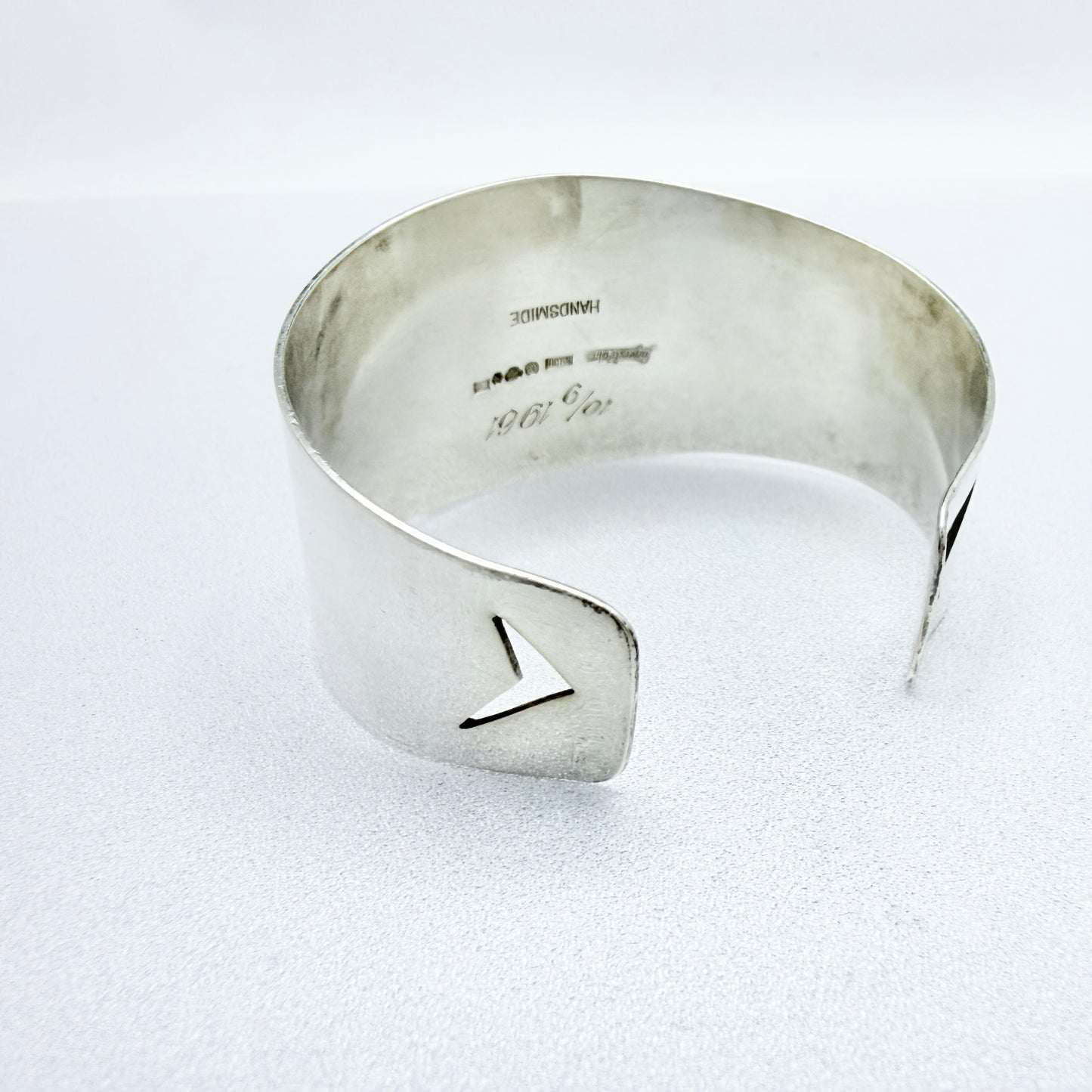 Lagerström, Sweden 1961. Bold Vintage Sterling Silver Tiger's Eye Cuff Bracelet.