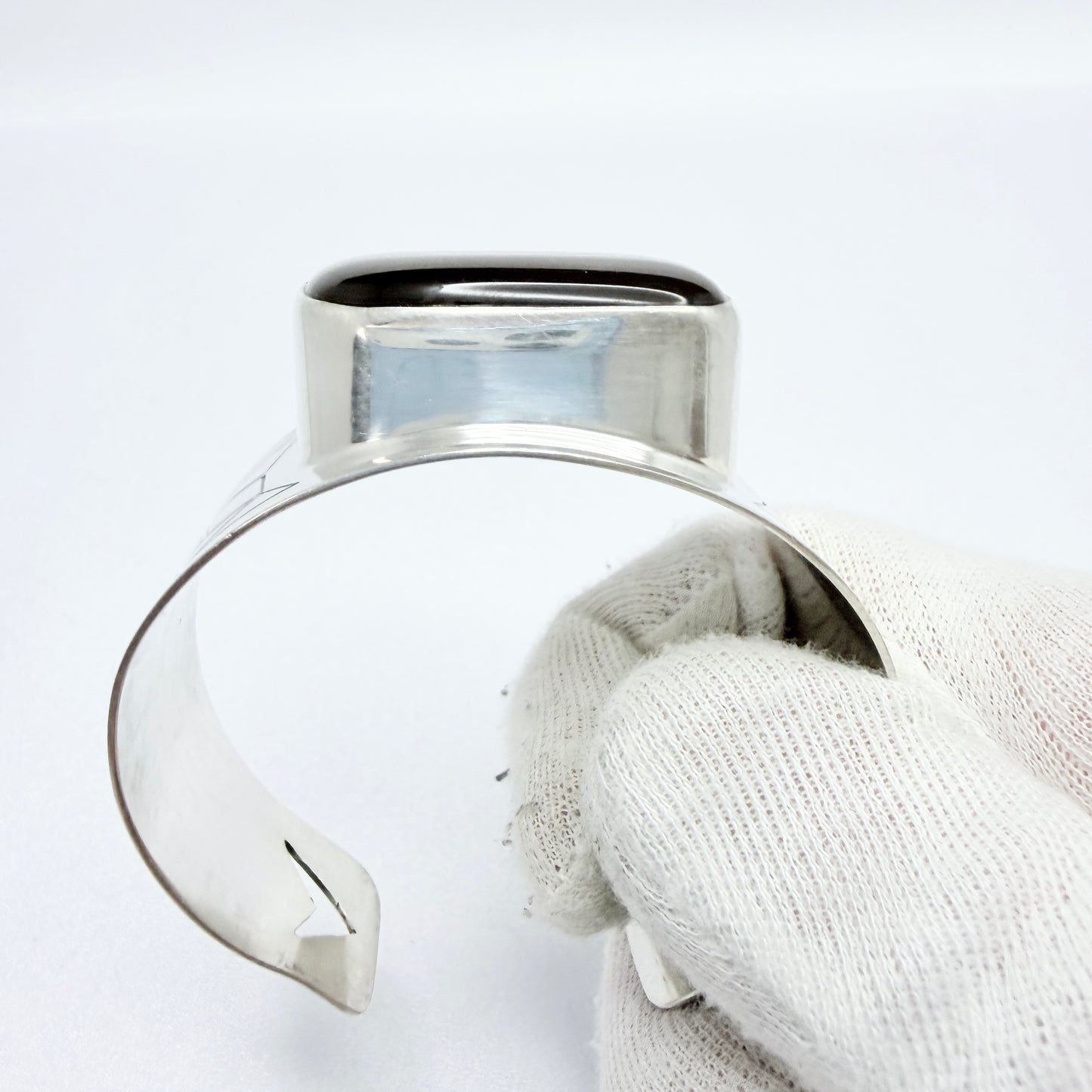 Lagerström, Sweden 1961. Bold Vintage Sterling Silver Tiger's Eye Cuff Bracelet.