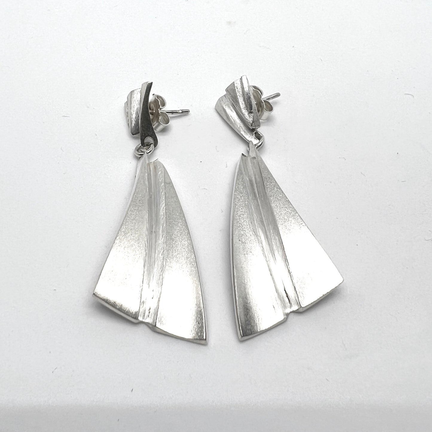 Matti J Hyvärinen, Finland 1970s Large Vintage Sterling Silver Earrings. Signed.