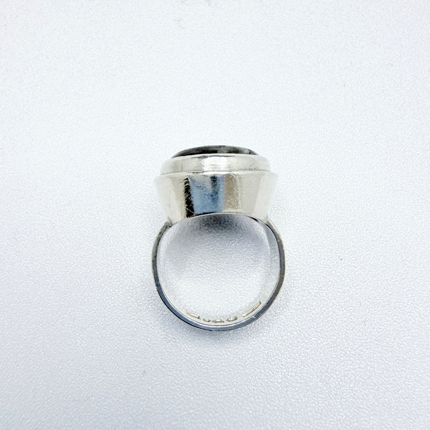 Lars Bostrand, Sweden 1966. Vintage Sterling Silver Local Rock Hardstone Ring.