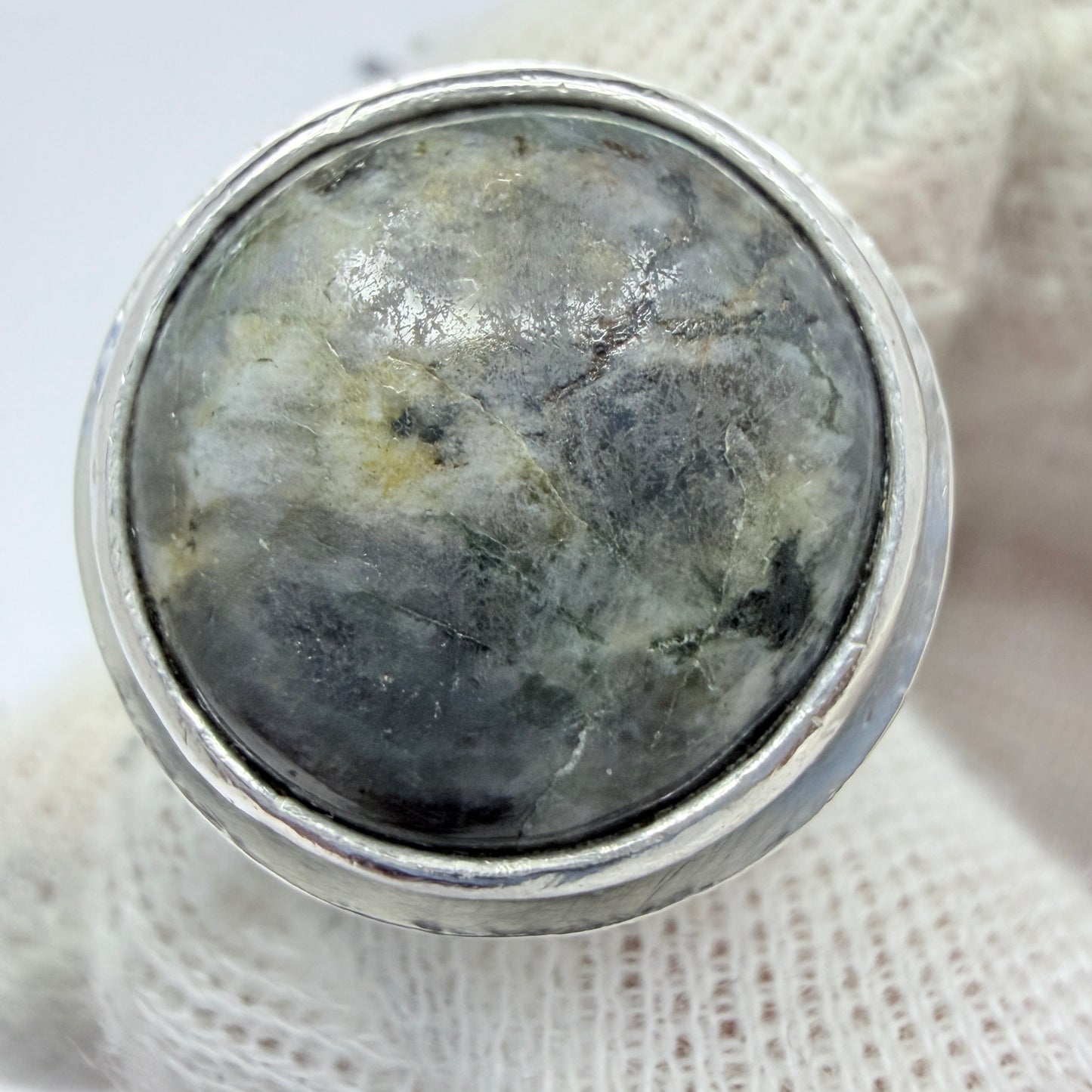 Lars Bostrand, Sweden 1966. Vintage Sterling Silver Local Rock Hardstone Ring.