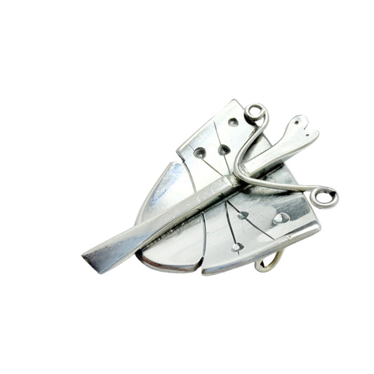 Åke Bergman Sweden 1965. Vintage Sterling Silver Modernist Butterfly Brooch. Signed.