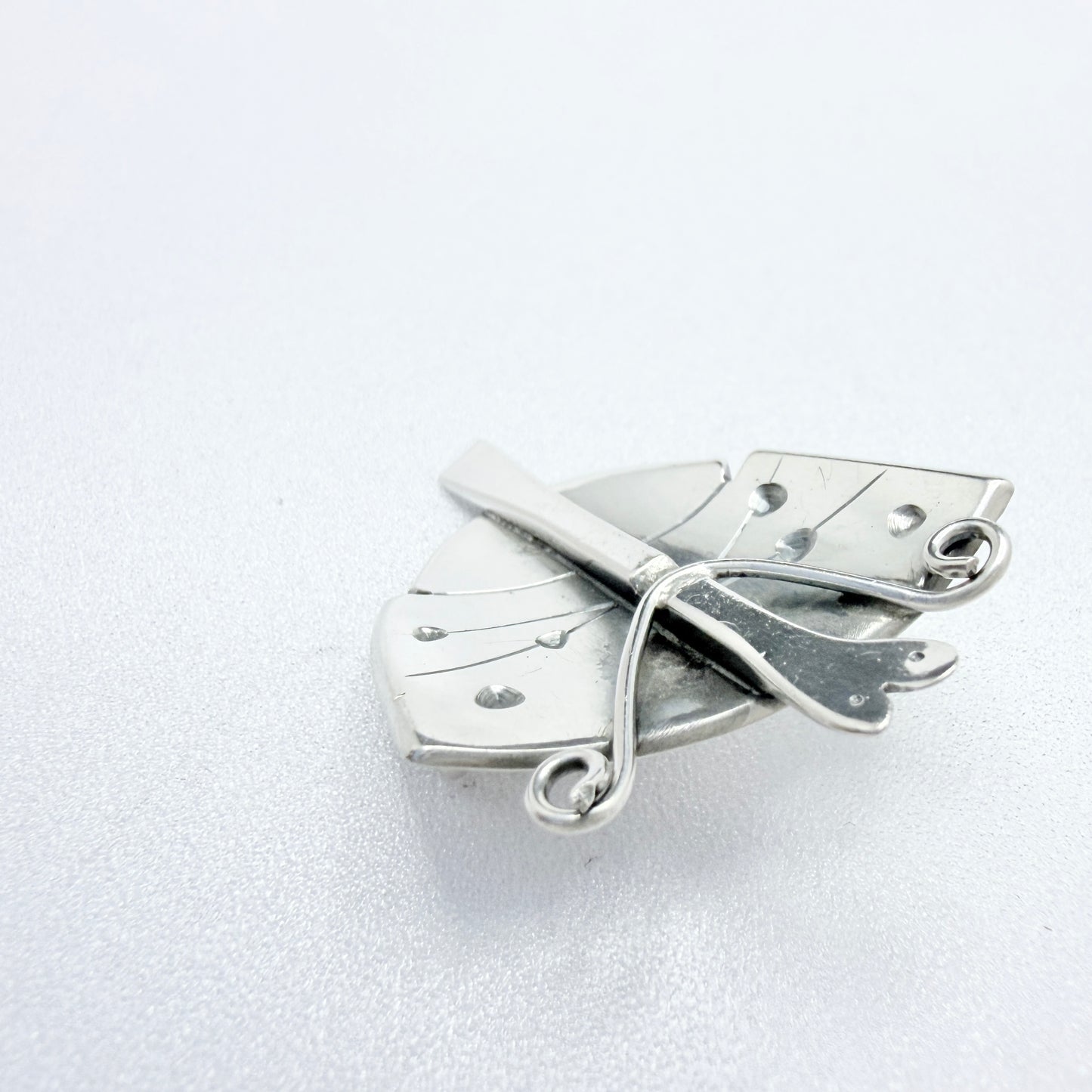 Åke Bergman Sweden 1965. Vintage Sterling Silver Modernist Butterfly Brooch. Signed.