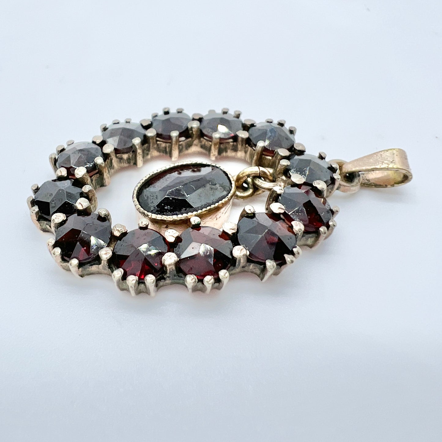 Early - Mid 1900s Gilt Solid Silver Bohemian Garnet Pendant