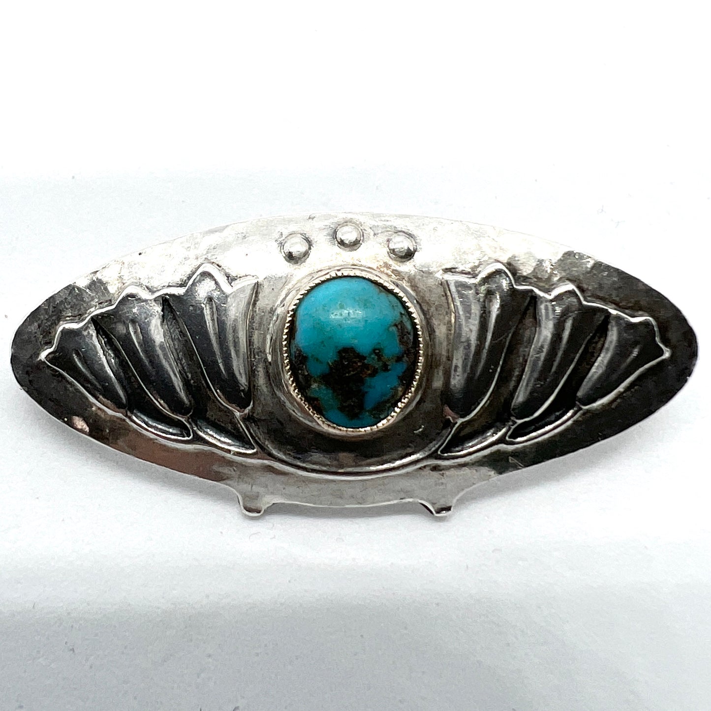 Antique Jugendstil Sterling 935 Silver Turquoise Brooch.