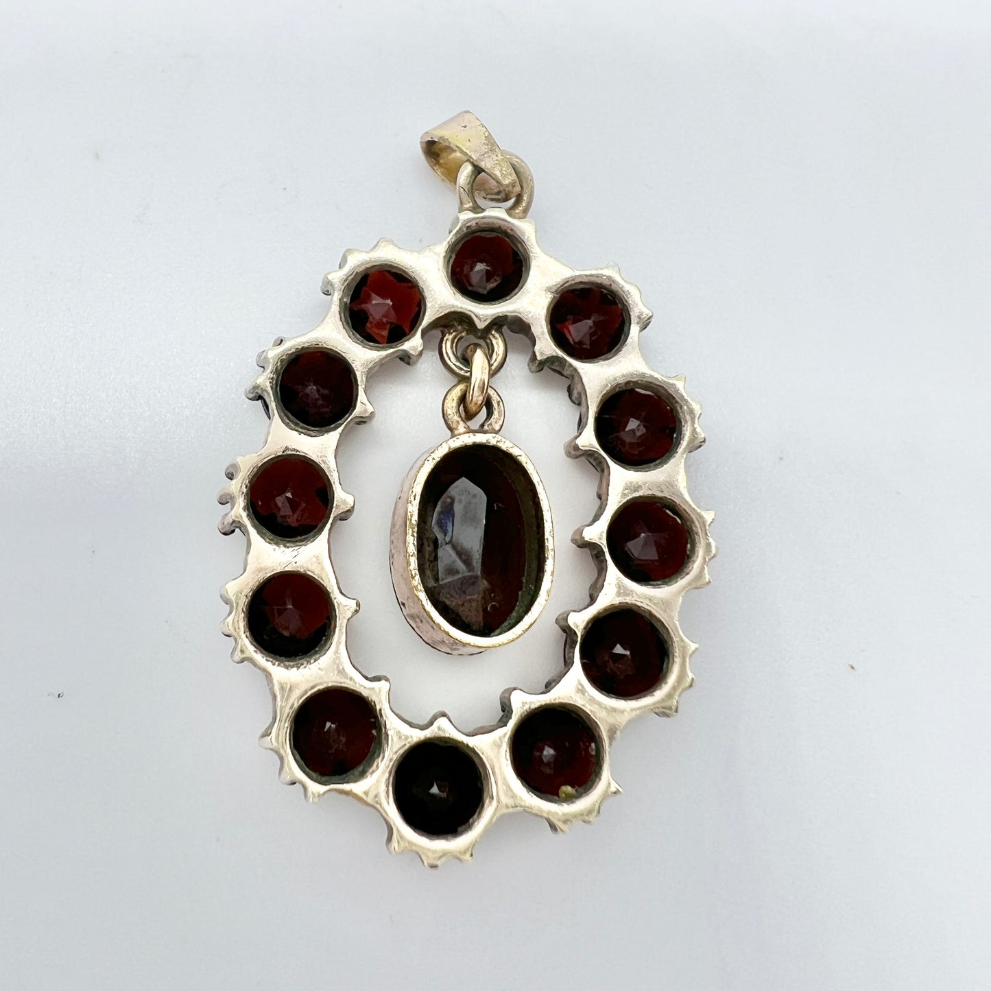 Early - Mid 1900s Gilt Solid Silver Bohemian Garnet Pendant