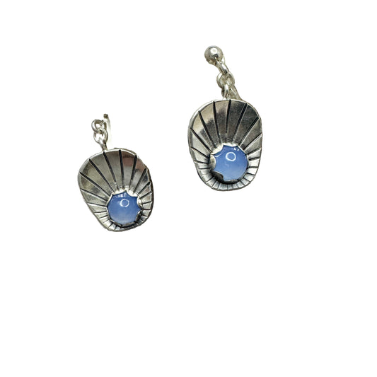 Alton, Sweden 1959. Vintage Solid Silver Chalcedony Earrings.