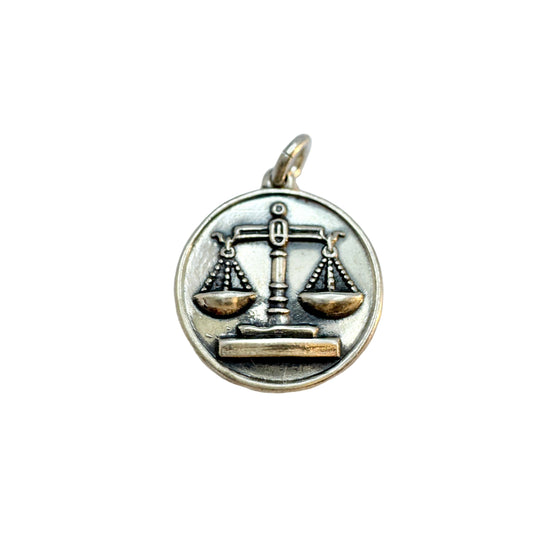 Mema, Sweden 1974. Vintage Sterling Silver Zodiac Libra Charm / Pendant.