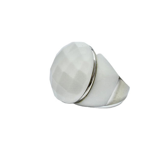 Bold Sterling Silver White Onyx Ring.