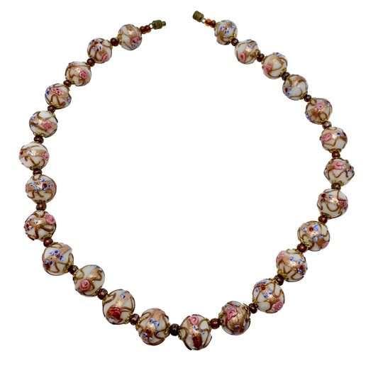 Vintage Venetian Murano Glass Wedding Cake Necklace.