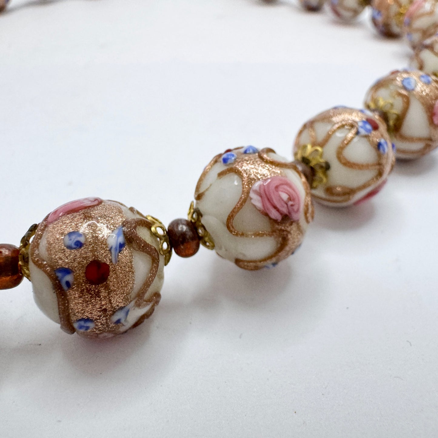 Vintage Venetian Murano Glass Wedding Cake Necklace.
