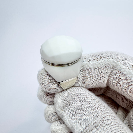 Bold Sterling Silver White Onyx Ring.