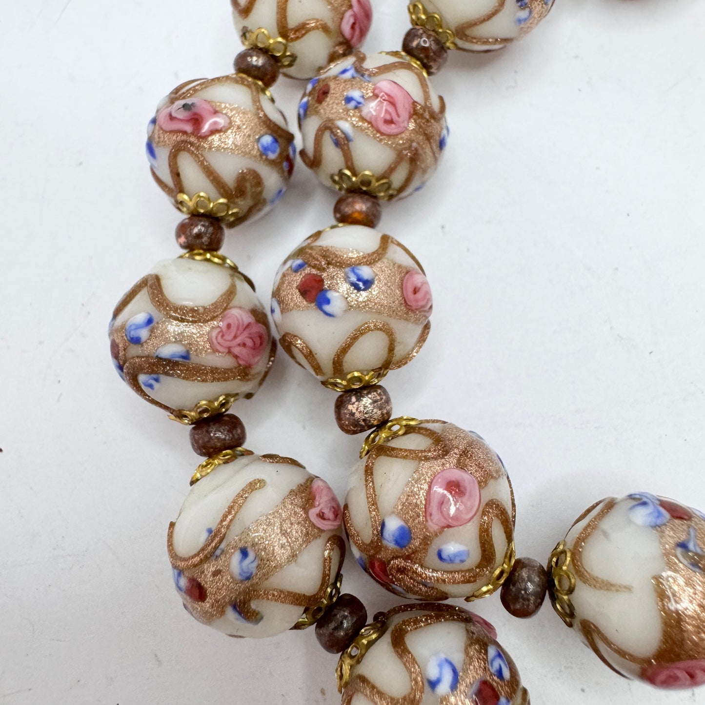 Vintage Venetian Murano Glass Wedding Cake Necklace.