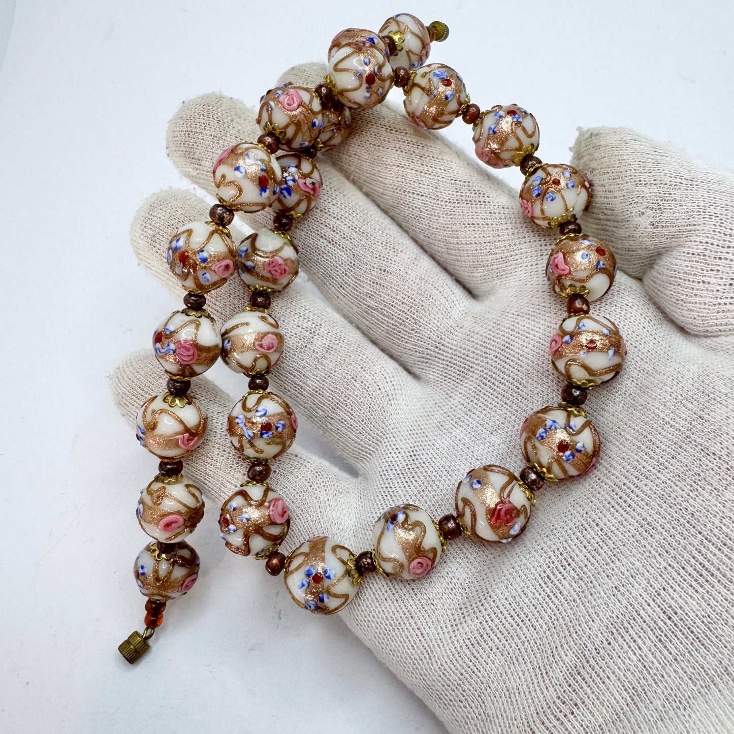 Vintage Venetian Murano Glass Wedding Cake Necklace.