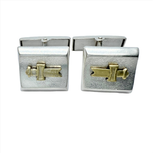 Holger Lindström, Finland 1966. Vintage Solid Silver Military Cufflinks.