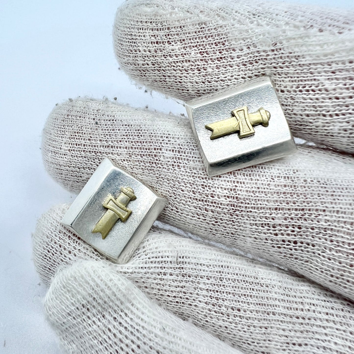 Holger Lindström, Finland 1966. Vintage Solid Silver Military Cufflinks.