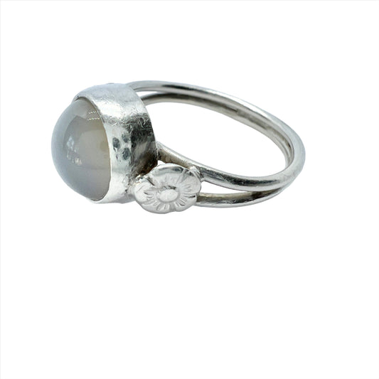 Poland 1963-86. Vintage Solid Silver Moonstone Ring.