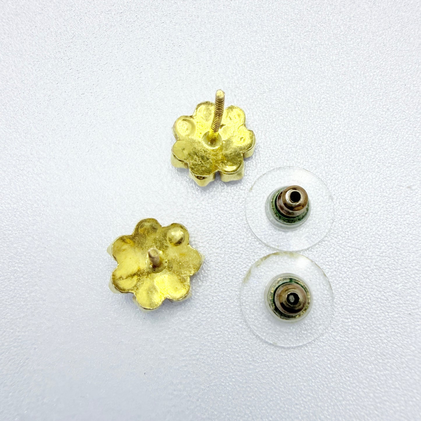 Vintage 14k Gold Turquoise Glass Stud Earrings.