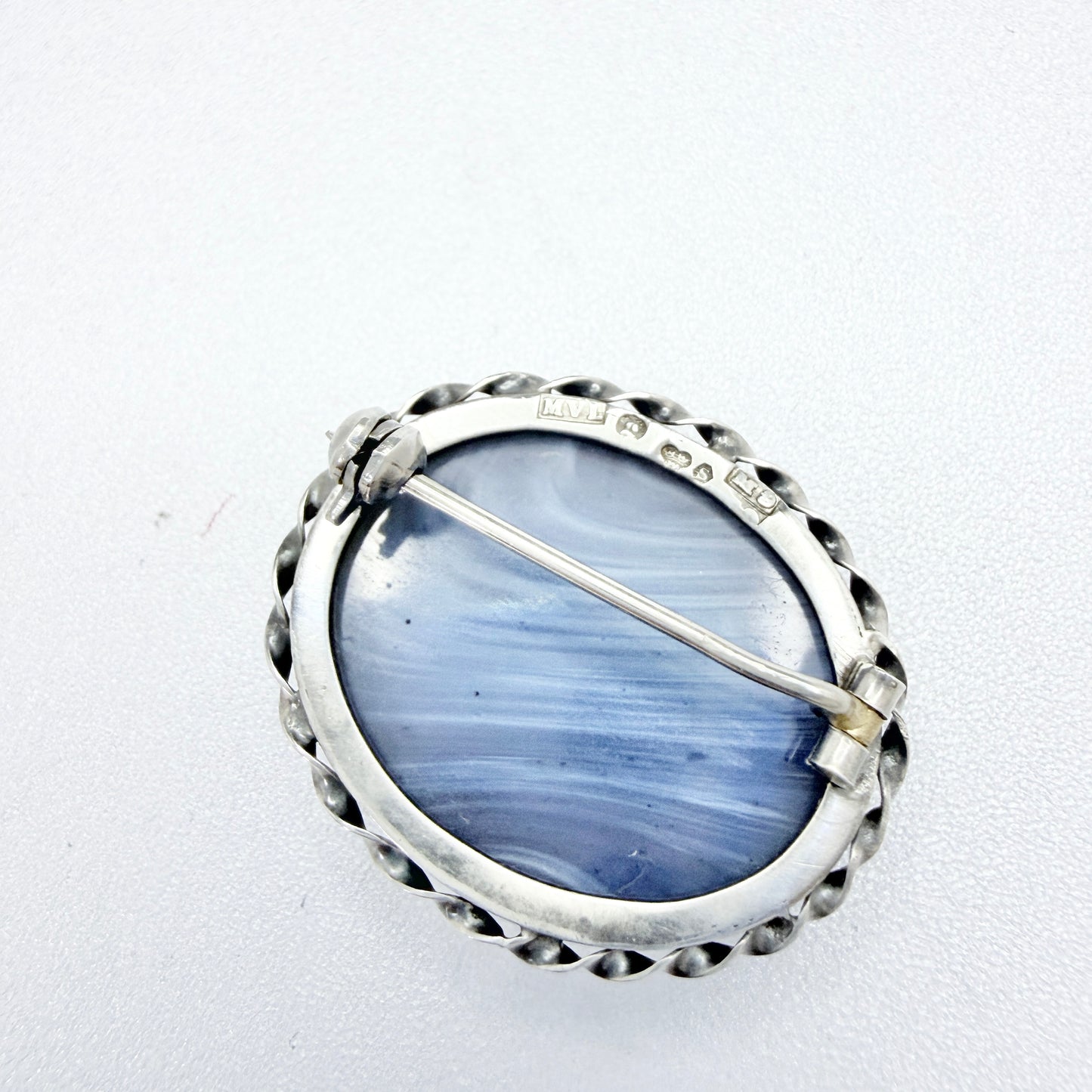 Märta Lindgren, Sweden 1962. Vintage Solid Silver Bergslagen-stone Brooch.