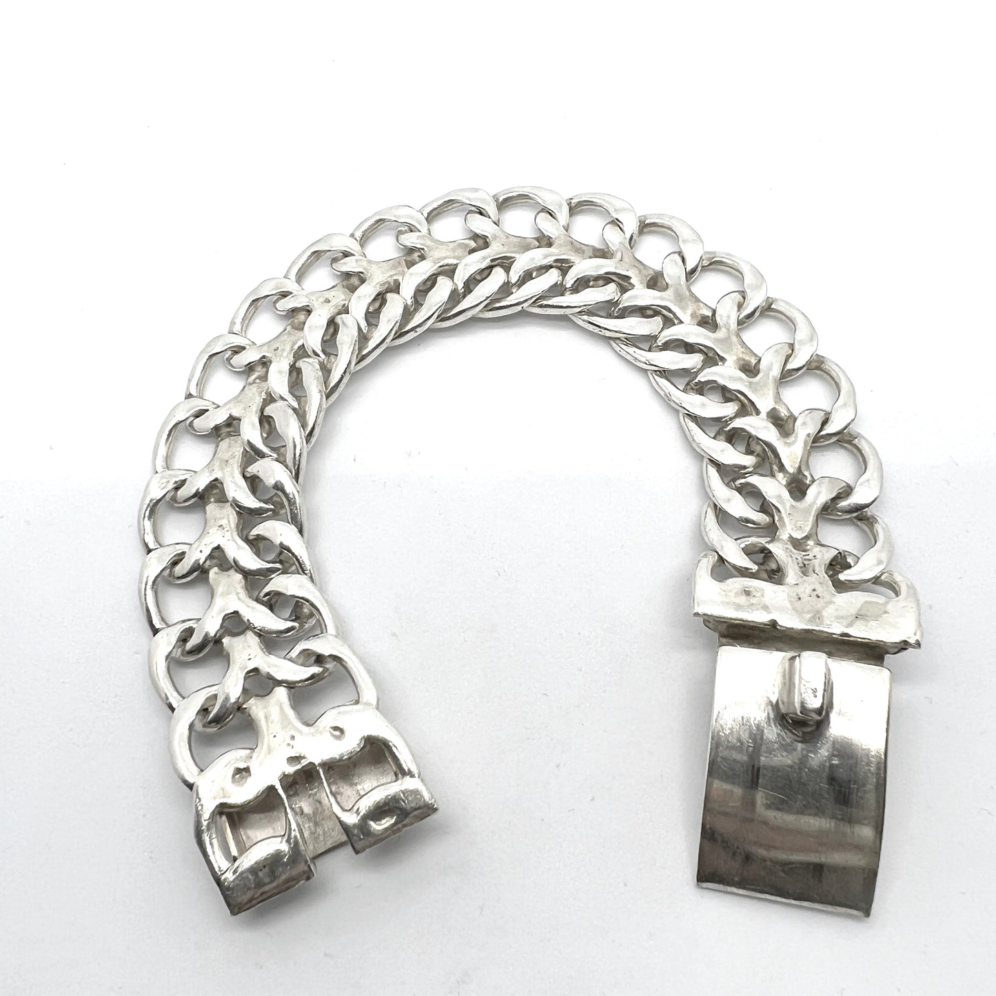 Mexico, Massive Vintage Sterling Silver Unisex Bracelet.