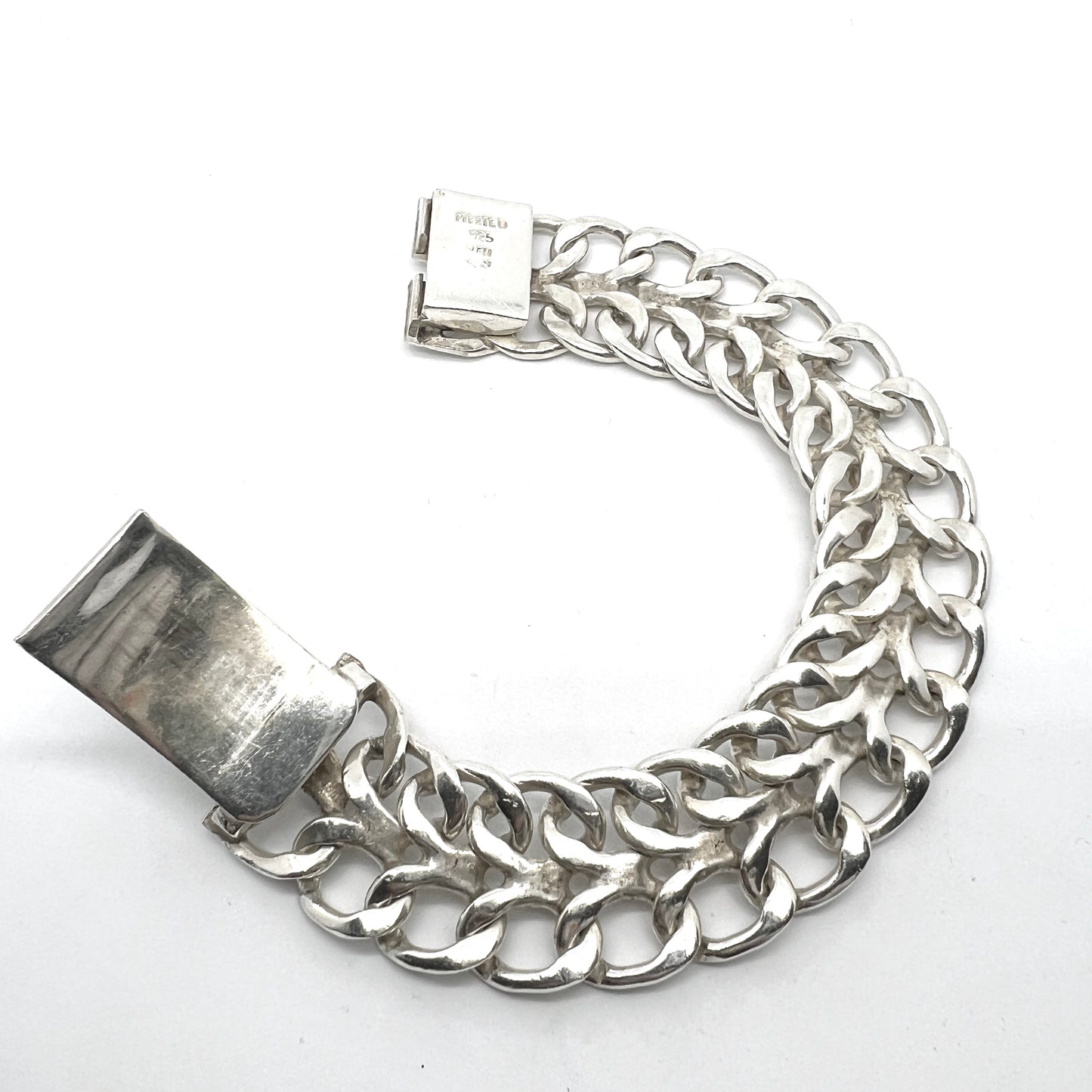 Mexico, Massive Vintage Sterling Silver Unisex Bracelet.