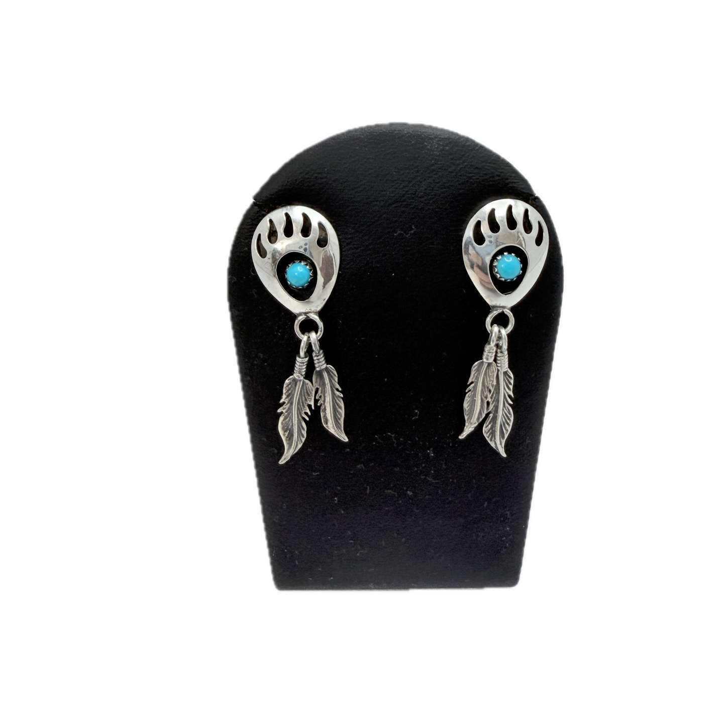 Vintage Sterling Silver Turquoise Earrings. Prob. Native American.