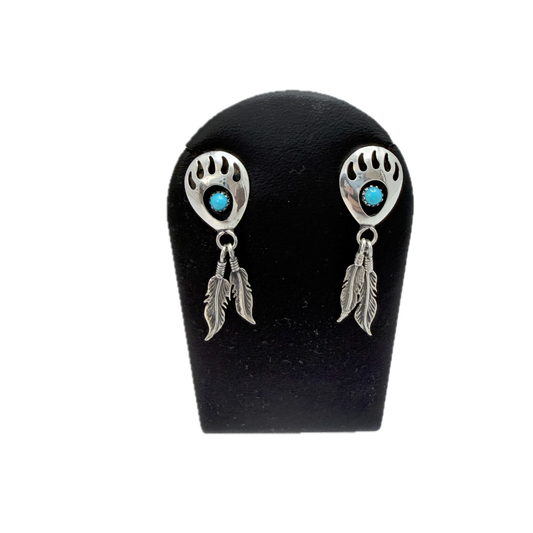 Vintage Sterling Silver Turquoise Earrings. Prob. Native American.