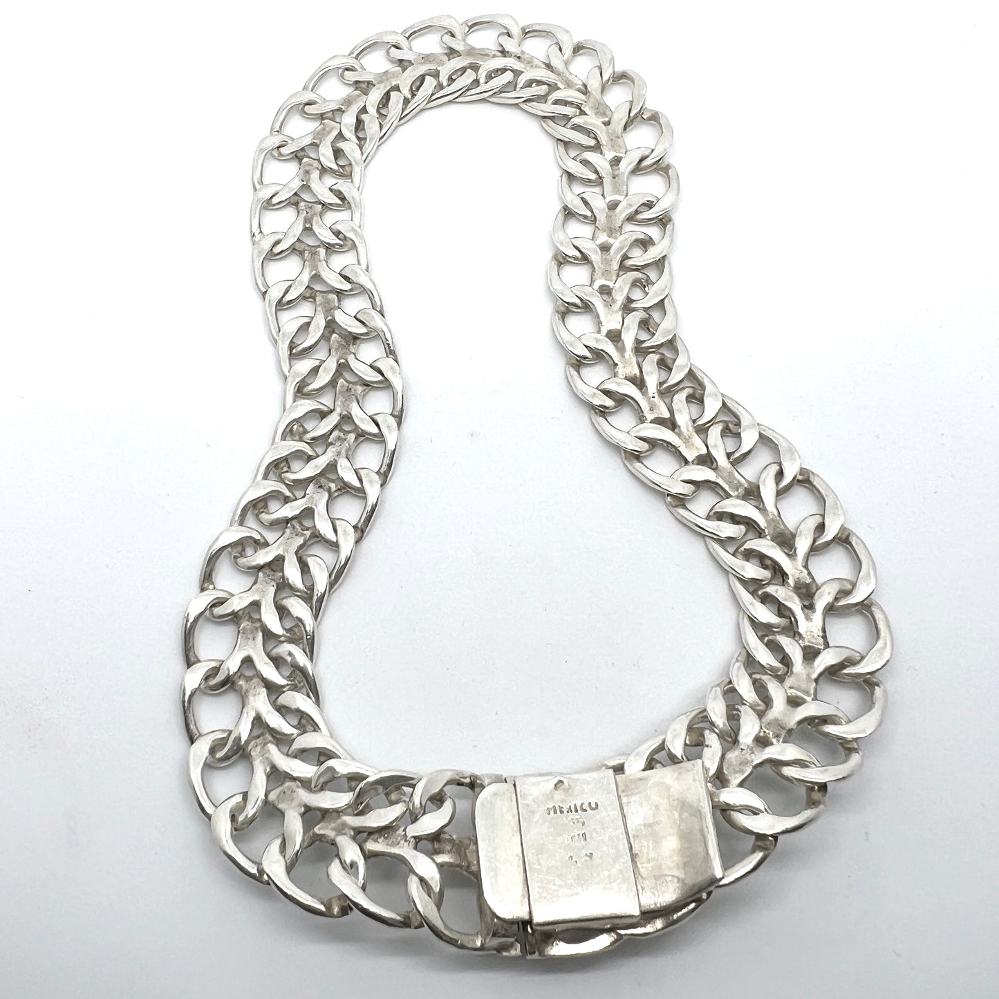 Mexico. Vintage Massive Sterling Silver Necklace.