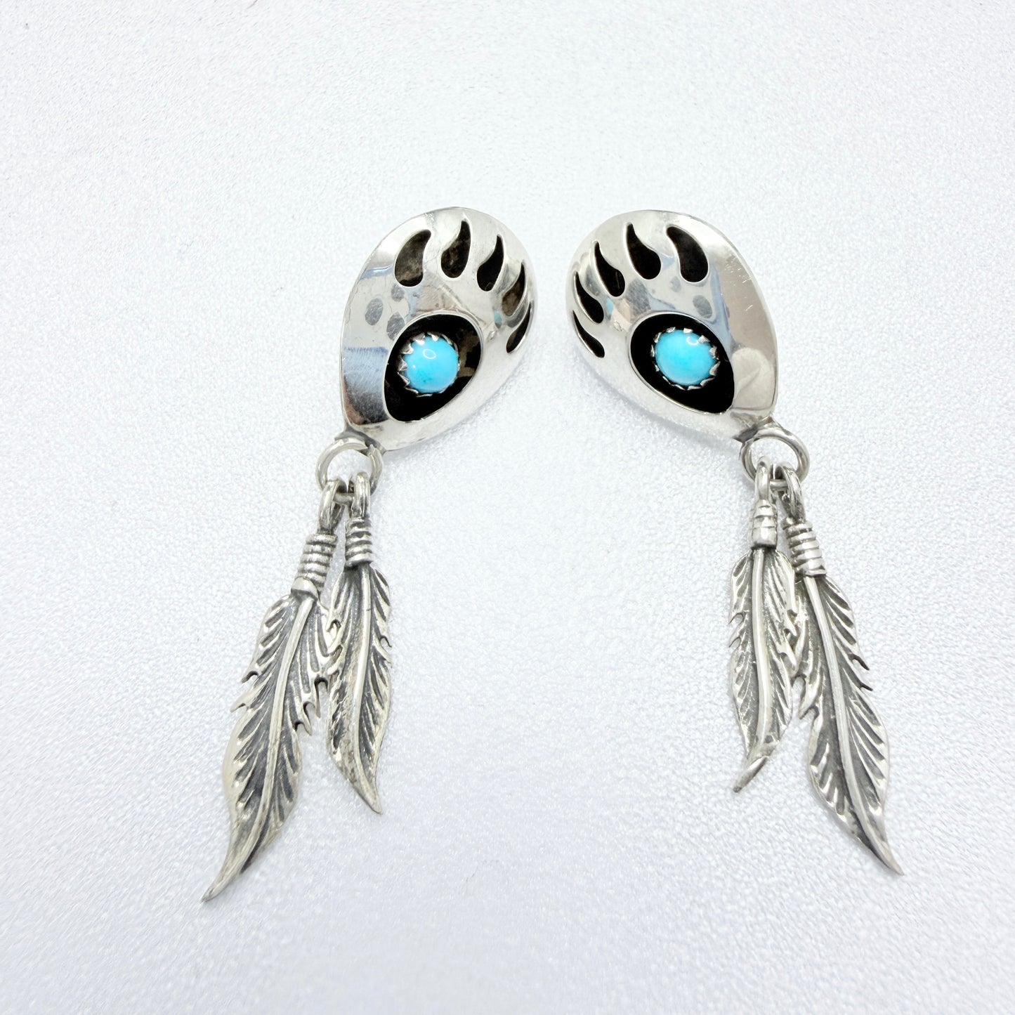 Vintage Sterling Silver Turquoise Earrings. Prob. Native American.