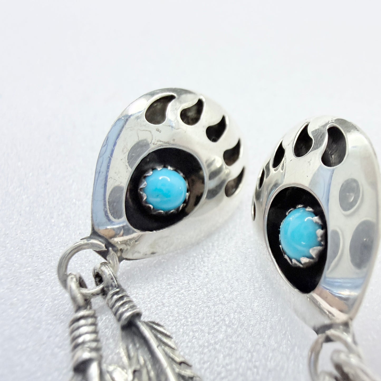 Vintage Sterling Silver Turquoise Earrings. Prob. Native American.