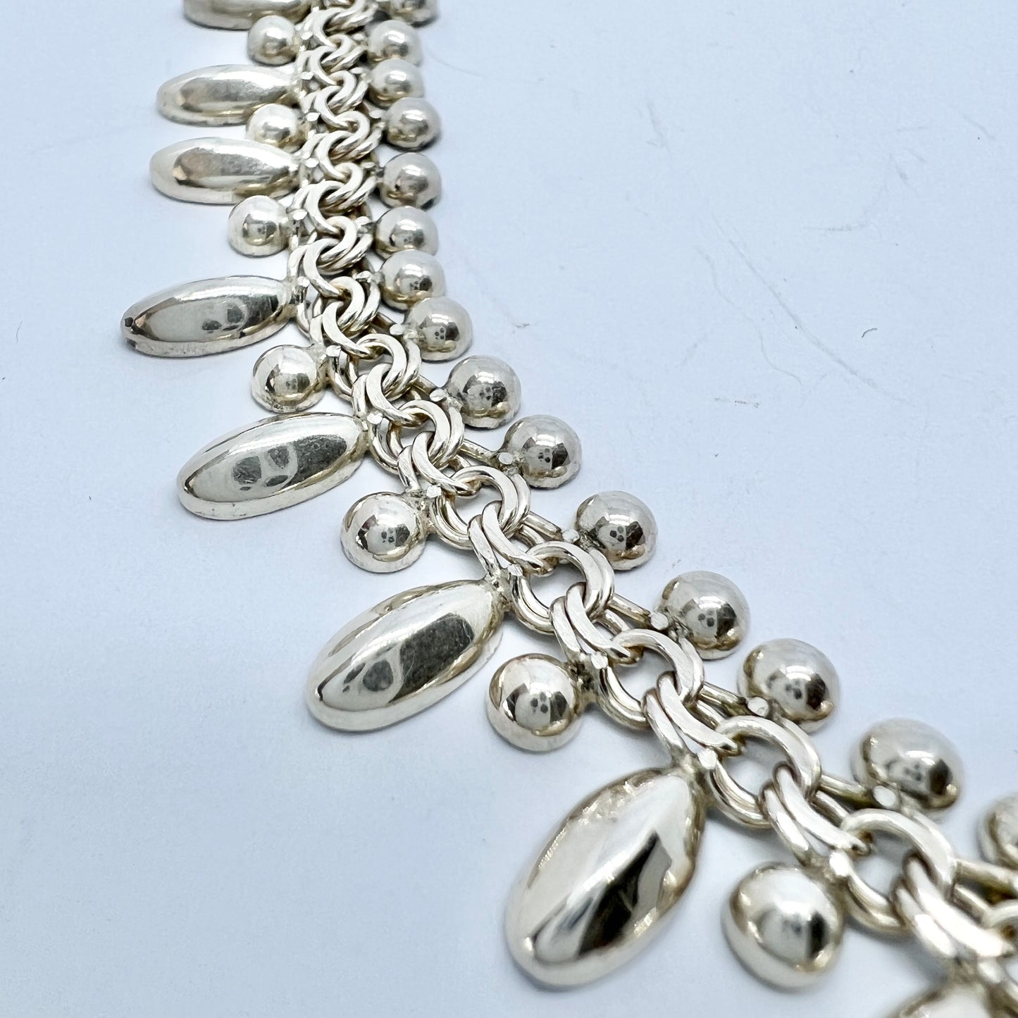 Sweden c 1950s. Vintage Solid Silver Bismarck Pendants Necklace.